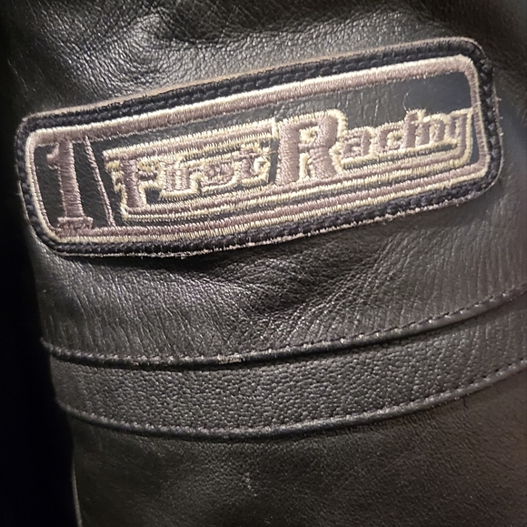Black Leather Motorcycle Racing Jacket - Picture 8 of 8